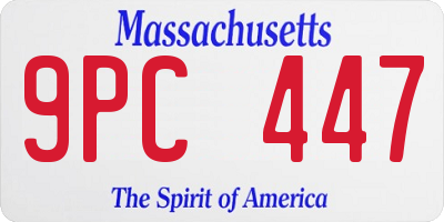 MA license plate 9PC447
