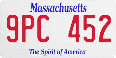 MA license plate 9PC452