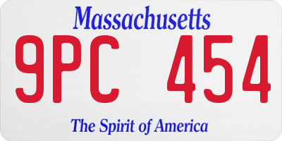 MA license plate 9PC454