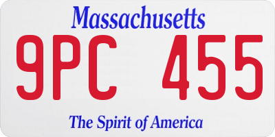 MA license plate 9PC455