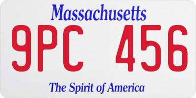 MA license plate 9PC456