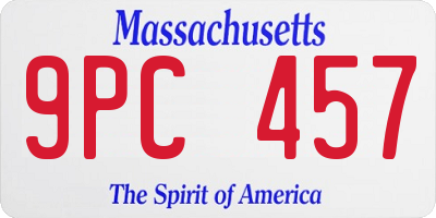 MA license plate 9PC457