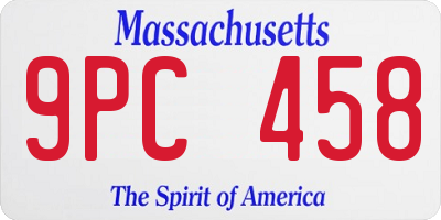 MA license plate 9PC458