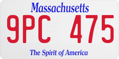 MA license plate 9PC475
