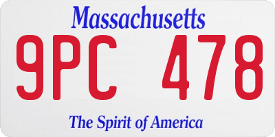 MA license plate 9PC478