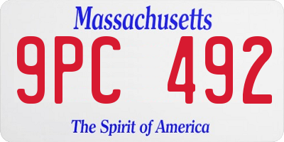 MA license plate 9PC492