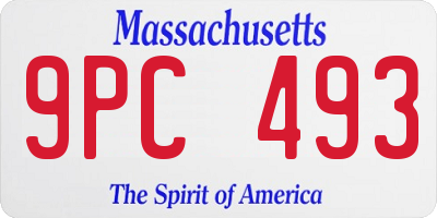 MA license plate 9PC493