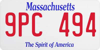 MA license plate 9PC494