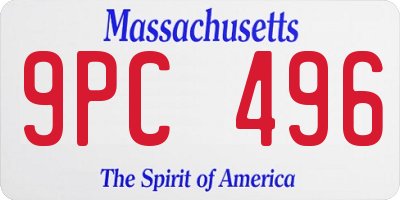 MA license plate 9PC496