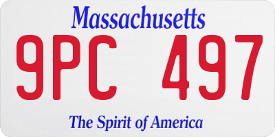 MA license plate 9PC497