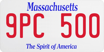MA license plate 9PC500