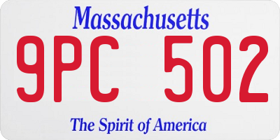 MA license plate 9PC502