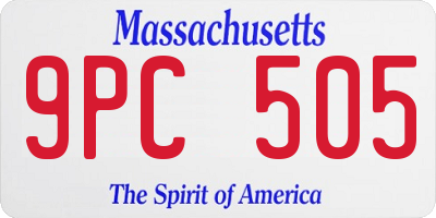 MA license plate 9PC505
