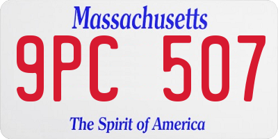 MA license plate 9PC507