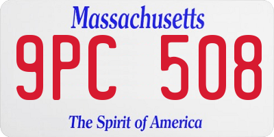 MA license plate 9PC508