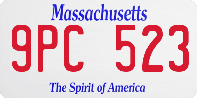 MA license plate 9PC523