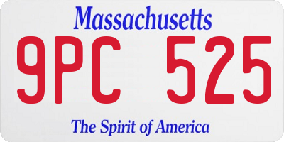 MA license plate 9PC525