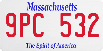 MA license plate 9PC532