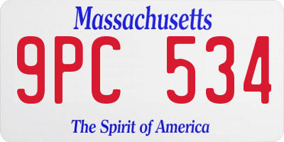 MA license plate 9PC534