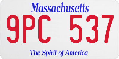 MA license plate 9PC537