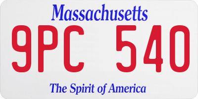 MA license plate 9PC540