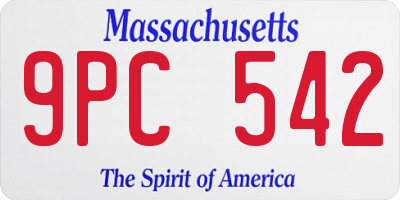 MA license plate 9PC542