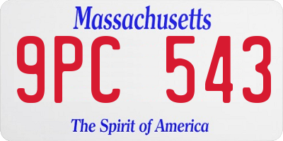 MA license plate 9PC543