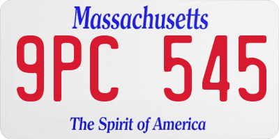 MA license plate 9PC545