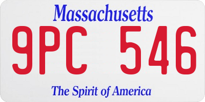 MA license plate 9PC546