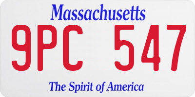 MA license plate 9PC547