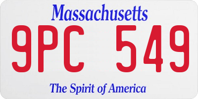 MA license plate 9PC549