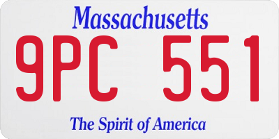 MA license plate 9PC551