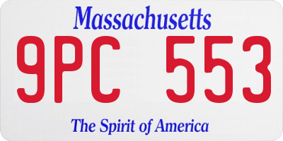 MA license plate 9PC553