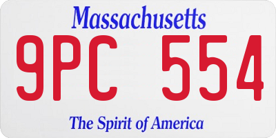 MA license plate 9PC554