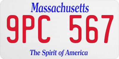 MA license plate 9PC567