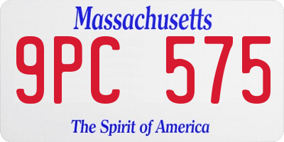 MA license plate 9PC575