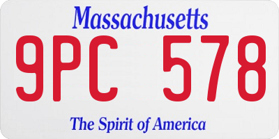MA license plate 9PC578
