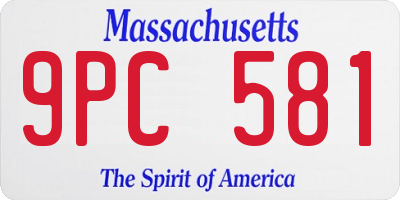 MA license plate 9PC581
