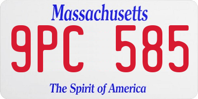 MA license plate 9PC585