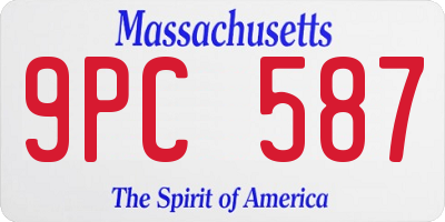 MA license plate 9PC587