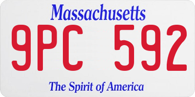 MA license plate 9PC592