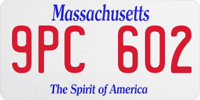 MA license plate 9PC602