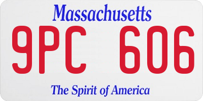 MA license plate 9PC606