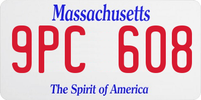 MA license plate 9PC608