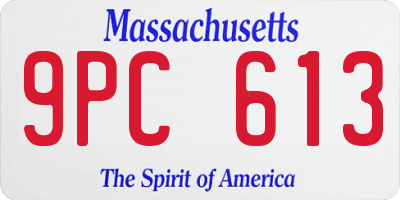 MA license plate 9PC613