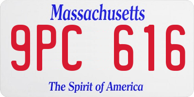 MA license plate 9PC616