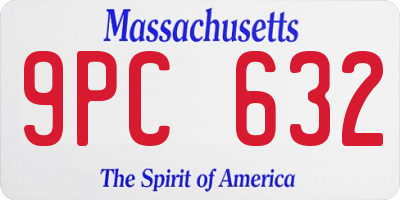 MA license plate 9PC632