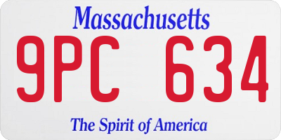 MA license plate 9PC634
