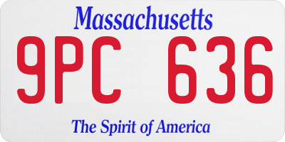 MA license plate 9PC636