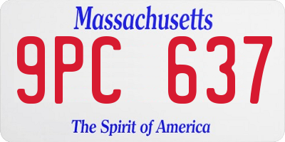 MA license plate 9PC637